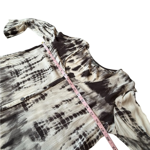 Billabong Oversized Shirt Dress With Bell Sleeve Gauzy Brown White Jr Large - Picture 10 of 15